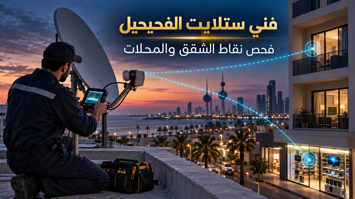 فني ستلايت الفحيحيل يفحص نقاط الشقق والمحلات