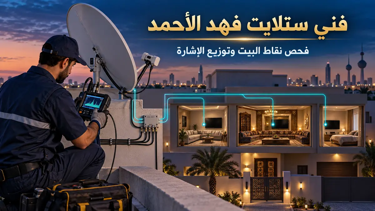 فني ستلايت فهد الأحمد يفحص نقاط البيت وتوزيع الإشارة