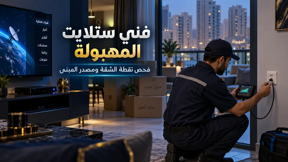 فني ستلايت المهبولة يفحص نقطة الشقة ومصدر المبنى
