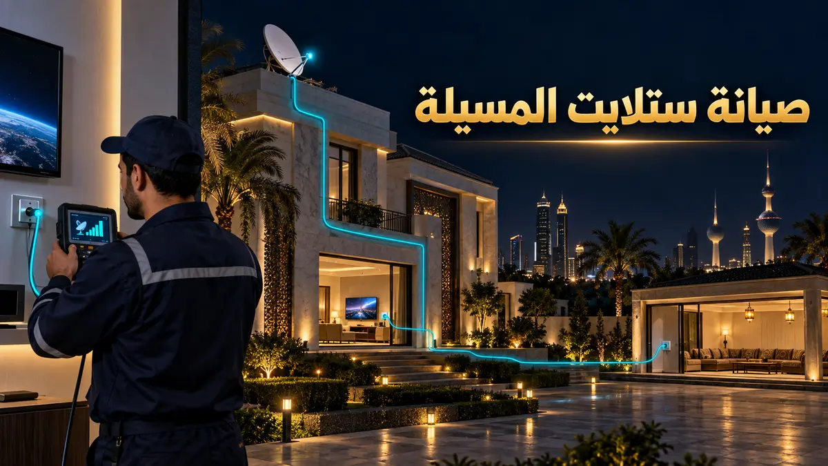 صيانة ستلايت المسيلة وفحص مسار الكيبل بين الصالة والملحق